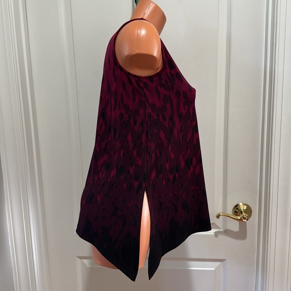 ALFANI Berry Jungle Ombre Handkerchief Hem V Neck Tank PS SP Petite Small $60 - Picture 4 of 9